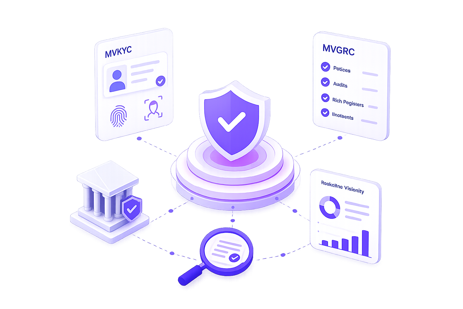 MVKYC identity verification alongside MVGRC policies, audits, risk registers and incidents in a single compliance view